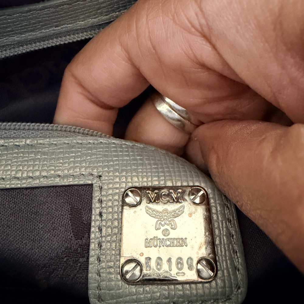 MCM Metallic Saffiano Leather Boston Handbag - Picture 9 of 13